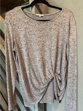 Gray Marled Twist front lightweight Sweatsr  Top by Laju